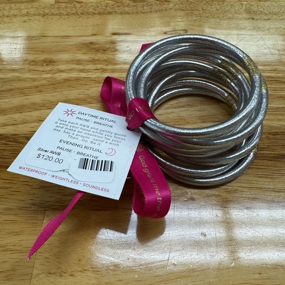 BuDhaGirl Silver All-Weather Bangles Set of 9 Size Medium - Picture 2 of 7